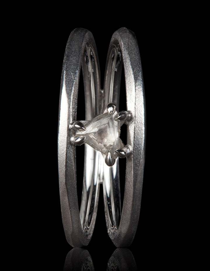 Floating Raw Diamond in Double Ring – 0.23 ct.