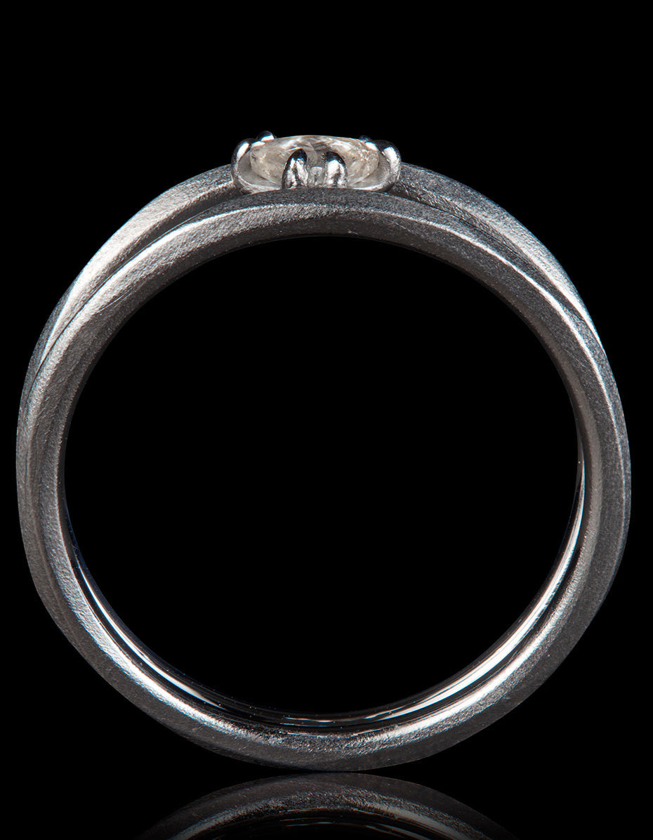 Floating Raw Diamond in Double Ring – 0.23 ct.