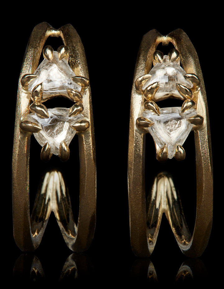 One-of-a-kind Raw Diamond Gold Creoles – 0.54 ct.