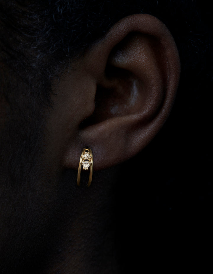 One-of-a-kind Raw Diamond Gold Creoles – 0.54 ct.