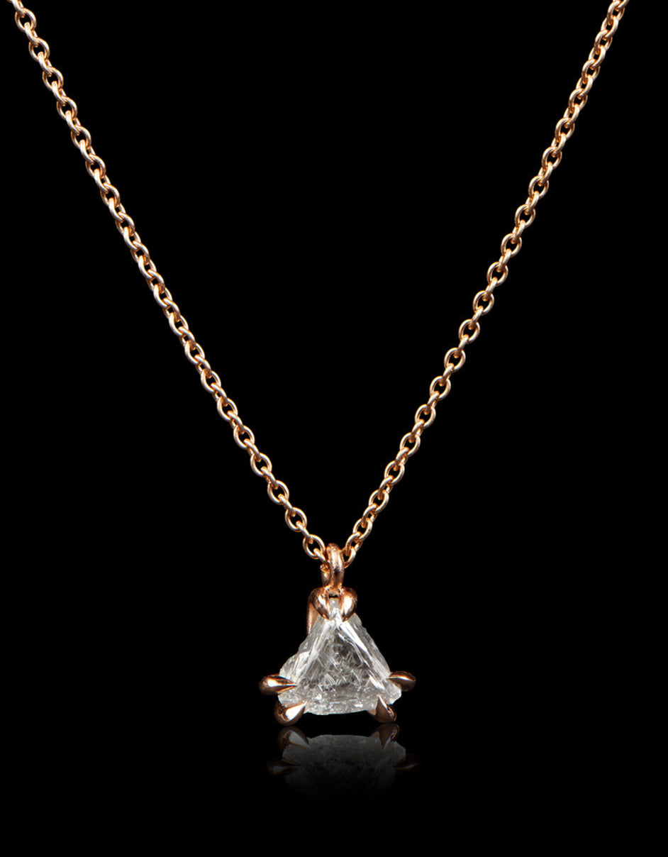 Understated Raw Diamond Rose Gold Necklace – 0.94 ct.