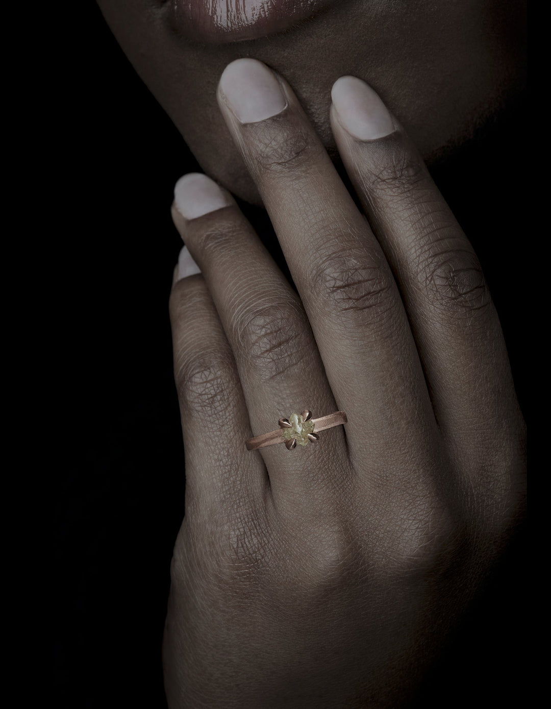 Greenish Octahedron Diamond in Rose Gold – 1.35 ct.