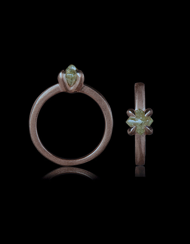 Greenish Octahedron Diamond in Rose Gold – 1.35 ct.