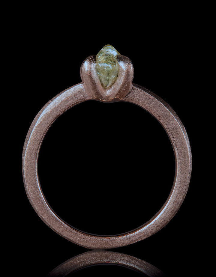 Greenish Octahedron Diamond in Rose Gold – 1.35 ct.