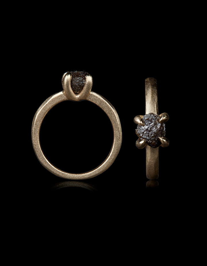 Edgy Raw Diamond from Botswana in Gold Ring – 1.78 ct.