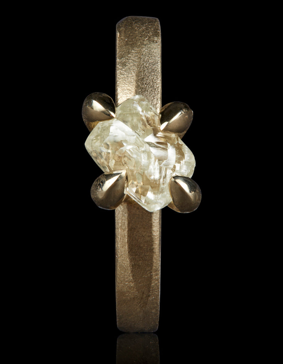 Raw Octahedron Diamond Gold Ring – 2.17 ct.