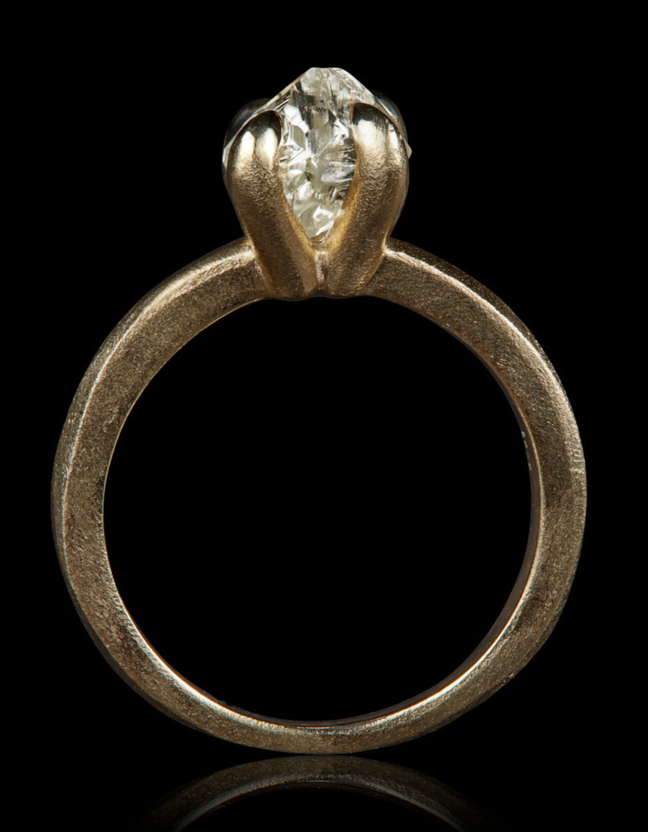 Raw Octahedron Diamond Gold Ring – 2.17 ct.