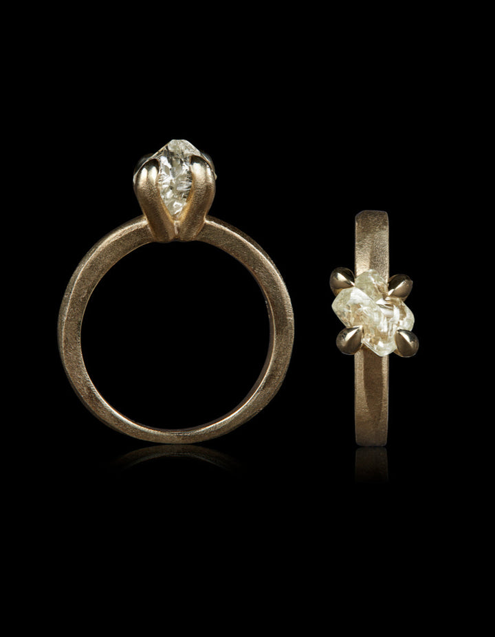 Raw Octahedron Diamond Gold Ring – 2.17 ct.