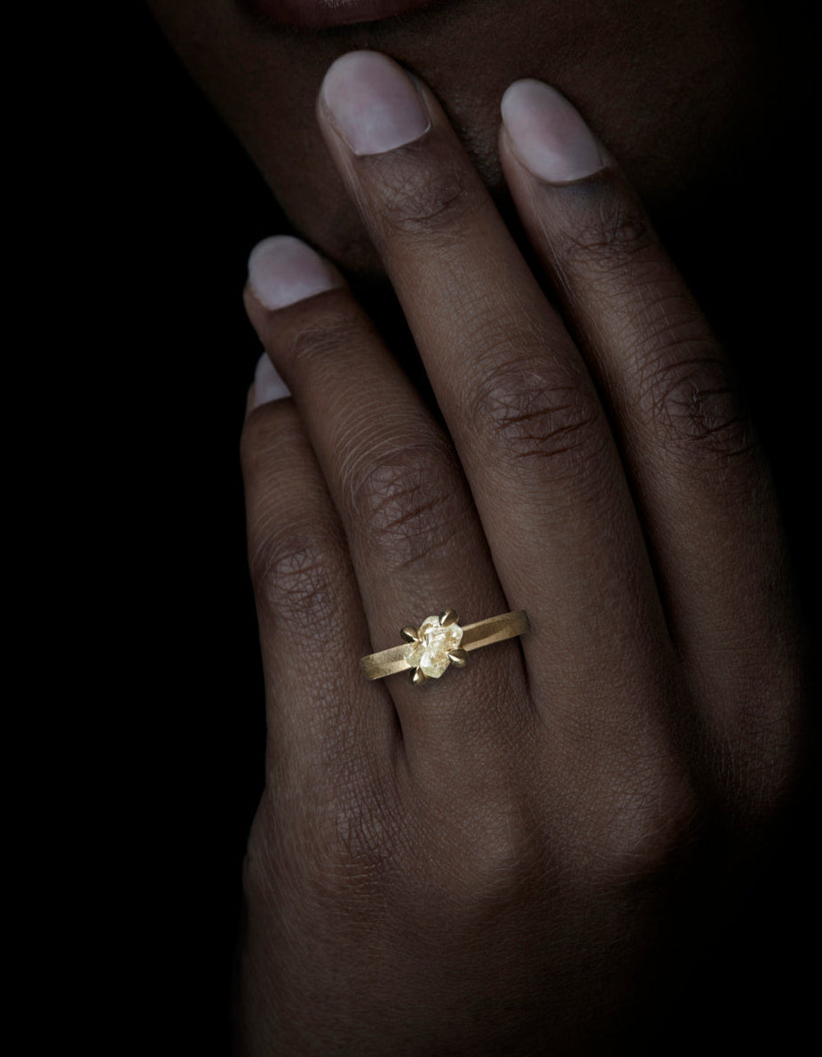 Raw Octahedron Diamond Gold Ring – 2.17 ct.