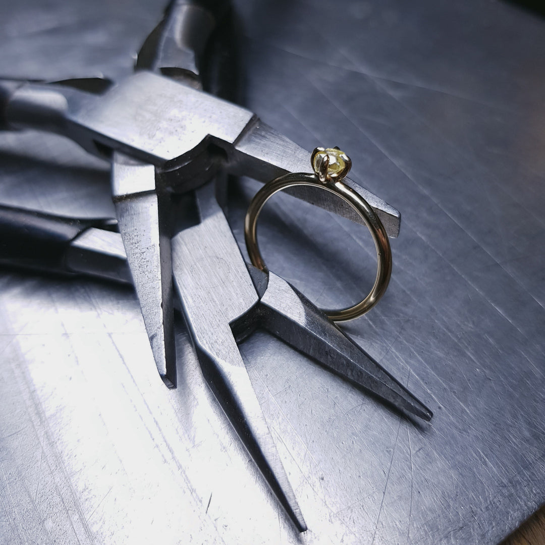 Glossy Gold Raw Diamond Ring - 0.31 ct.