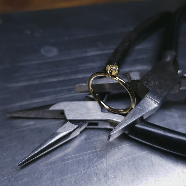 Glossy Gold Raw Diamond Ring - 0.31 ct.