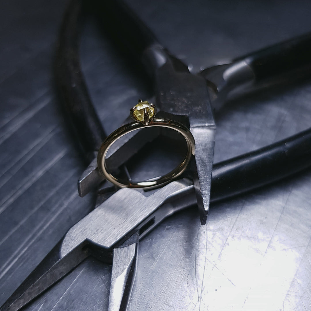 Glossy Gold Raw Diamond Ring - 0.31 ct.