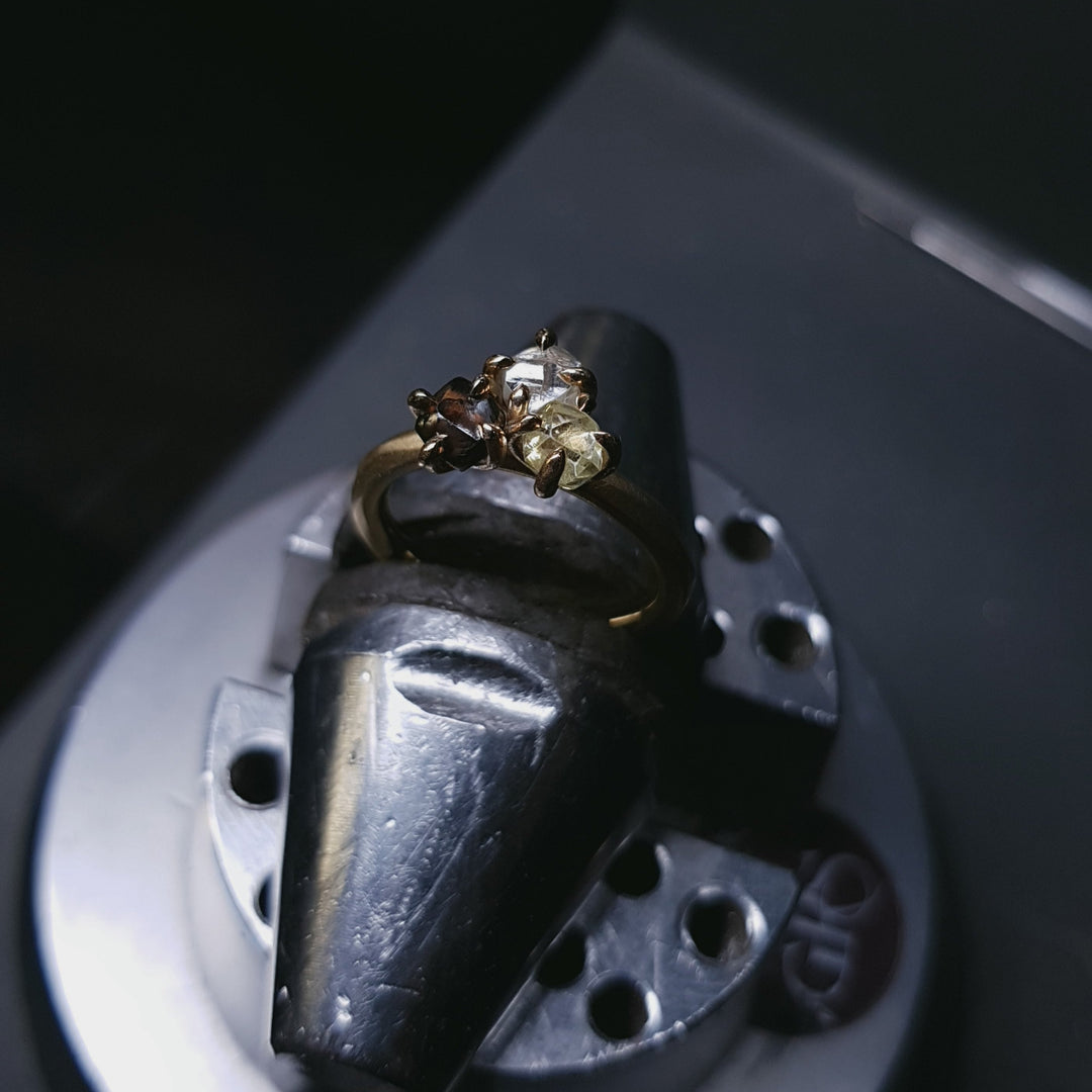 Raw Diamond Cluster Gold Ring - 1.96 ct.