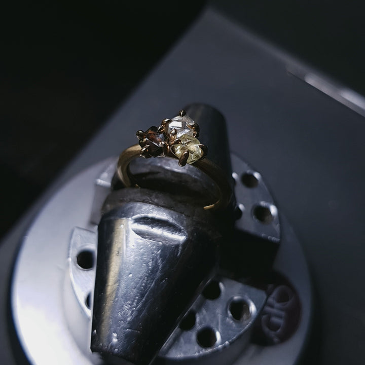 Raw Diamond Cluster Gold Ring - 1.96 ct.