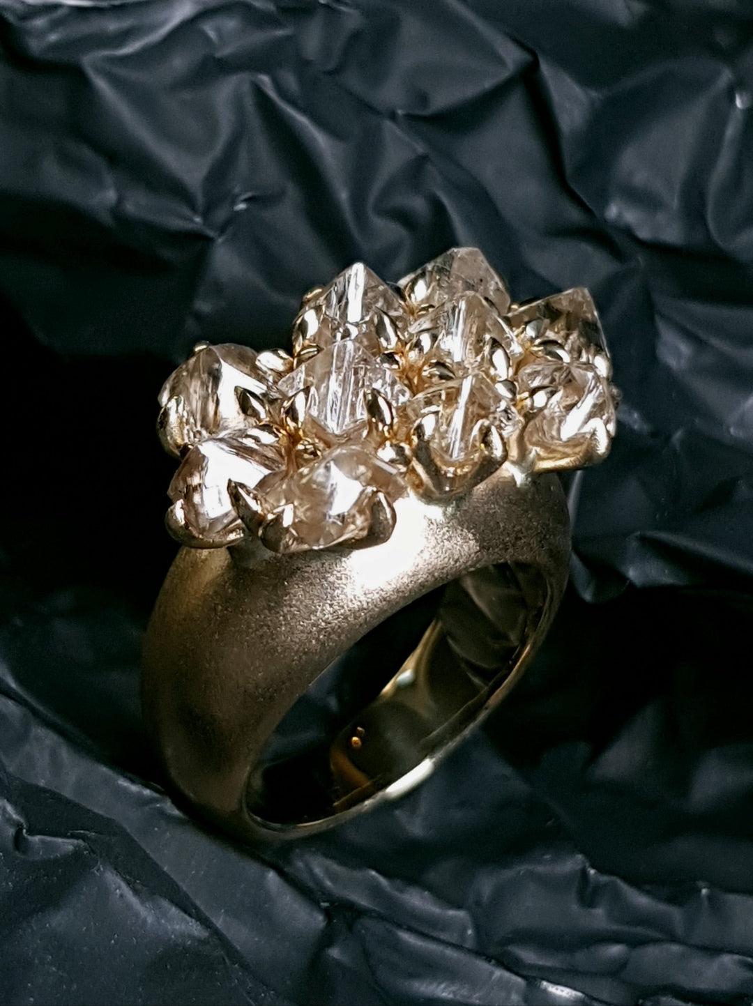 Uncut Octahedron Diamonds in Cocktail Ring – 7.25 ct.