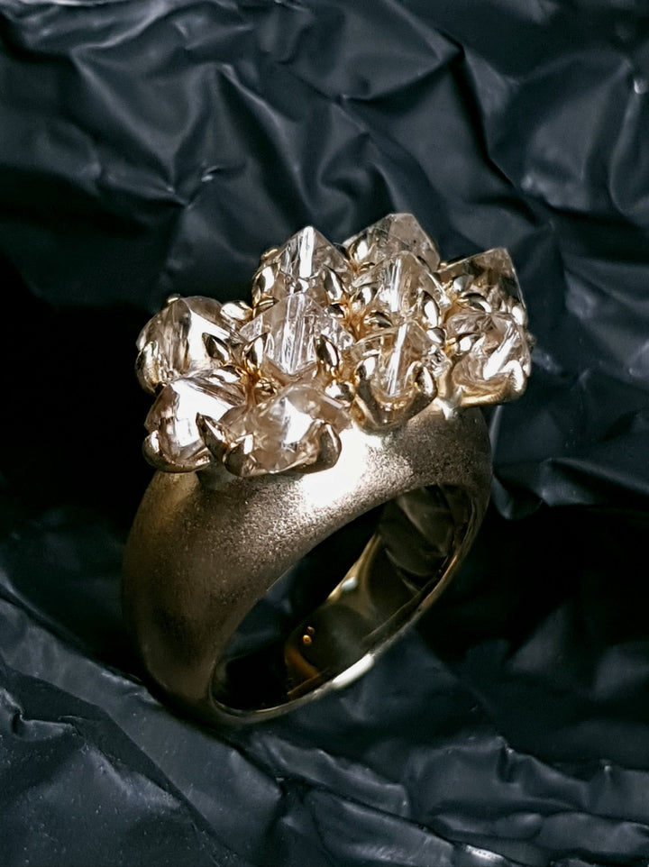 Uncut Octahedron Diamonds in Cocktail Ring – 7.25 ct.
