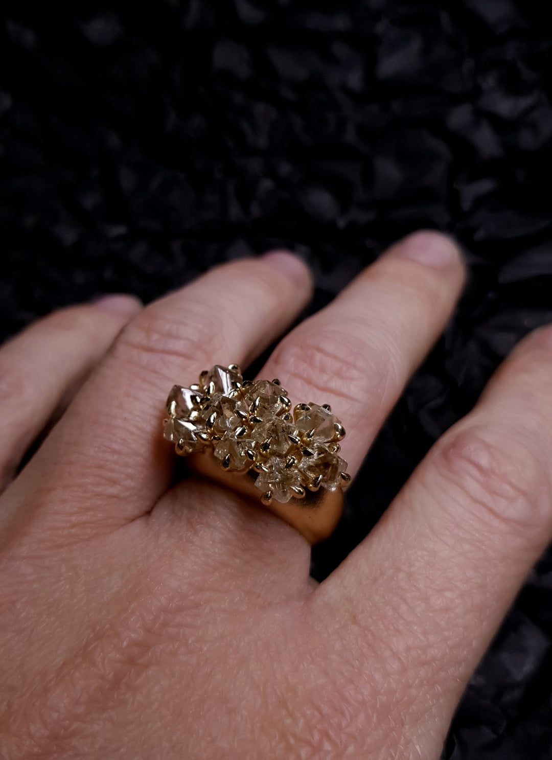 Uncut Octahedron Diamonds in Cocktail Ring – 7.25 ct.