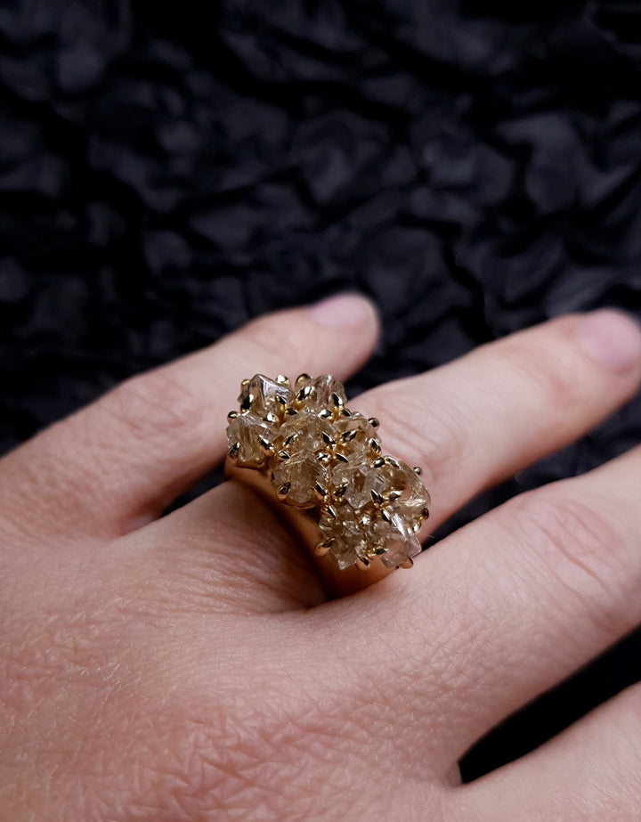 Uncut Octahedron Diamonds in Cocktail Ring – 7.25 ct.