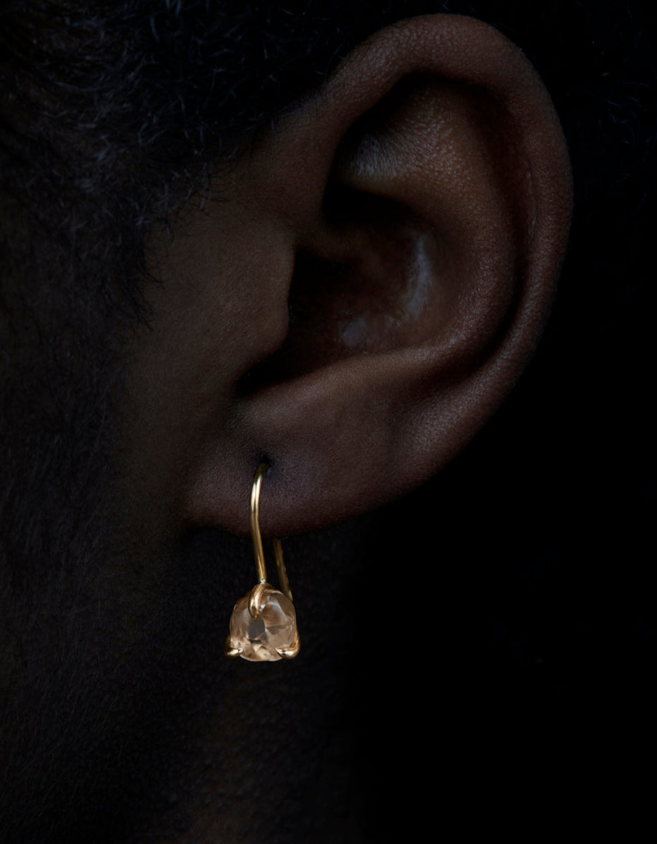 Warm & Golden Rough Diamond Earrings – 3.10 ct.