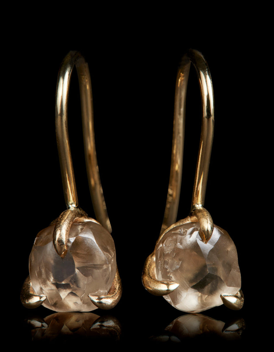 Warm & Golden Rough Diamond Earrings – 3.10 ct.