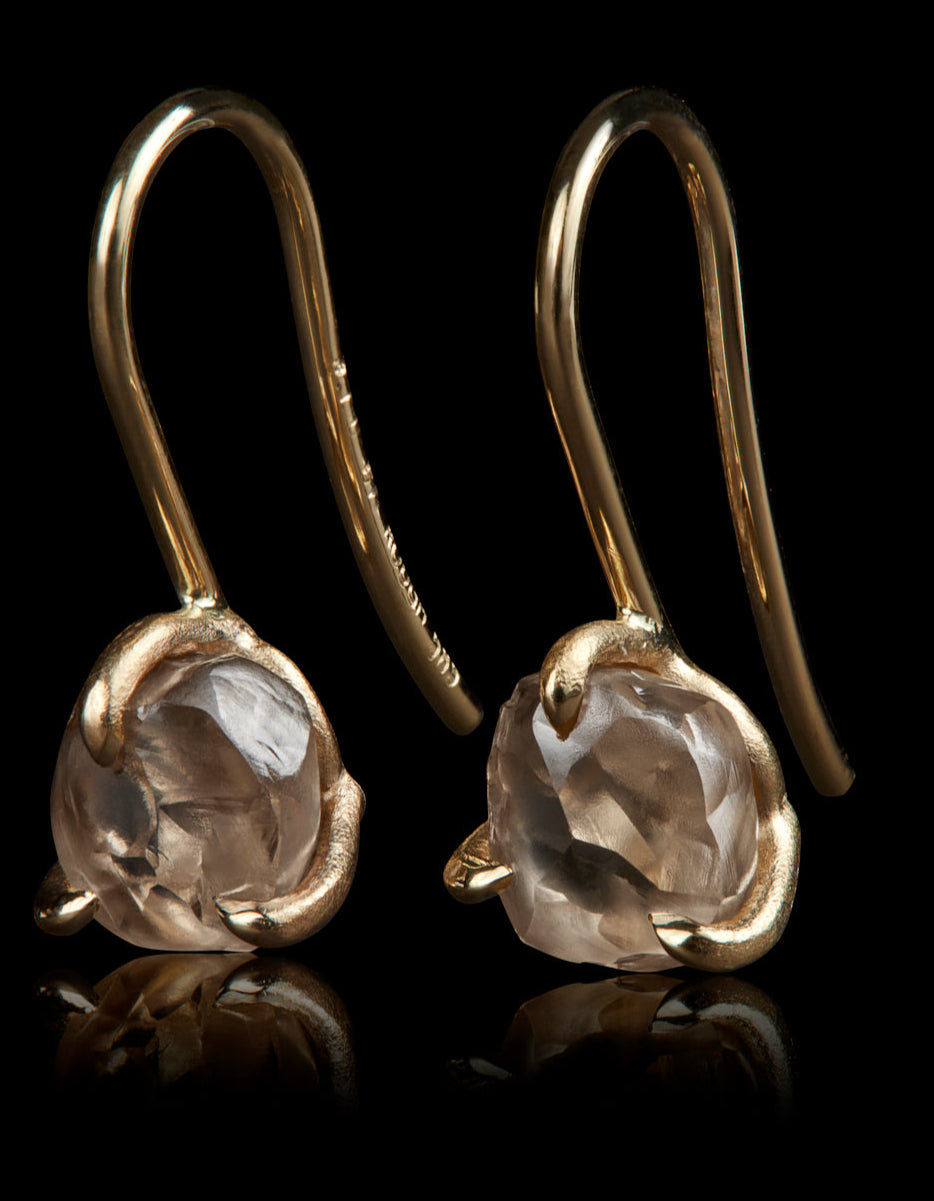 Warm & Golden Rough Diamond Earrings – 3.10 ct.