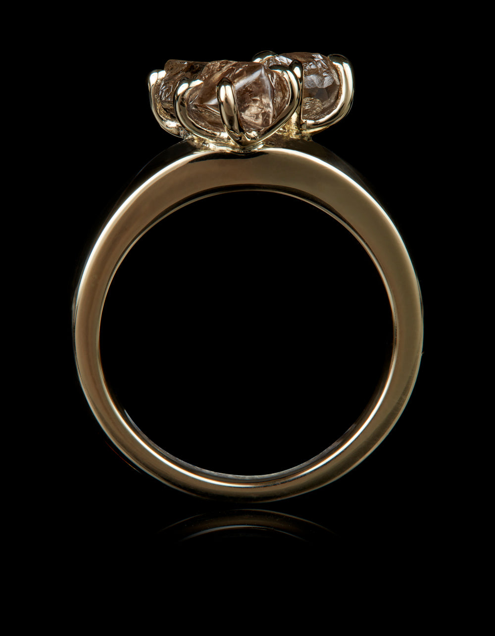 Australian Raw Diamonds in Glossy Gold Ring - 3.25 ct.