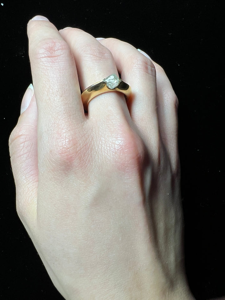 Raw Diamond in Glossy Gold Ring – 1.18 ct.