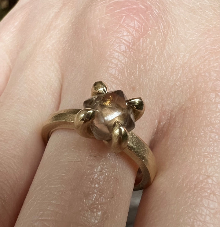 Soft Brown Unpolished Diamond Gold Ring - 2.40 ct.