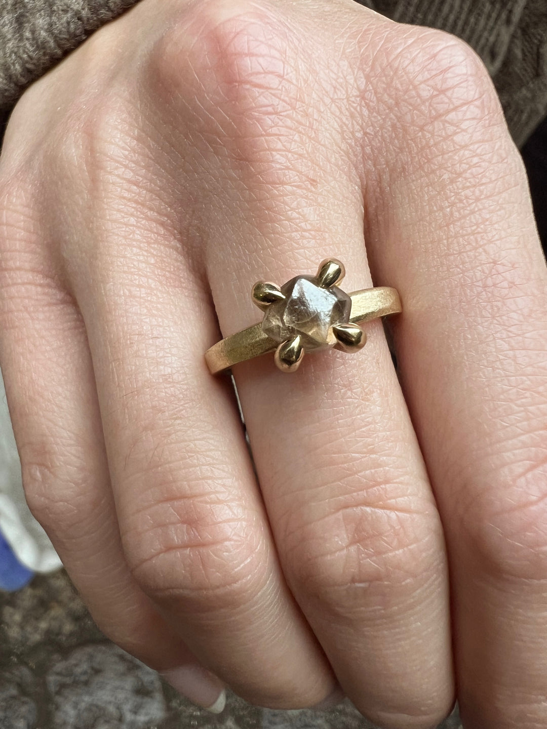 Soft Brown Unpolished Diamond Gold Ring - 2.40 ct.