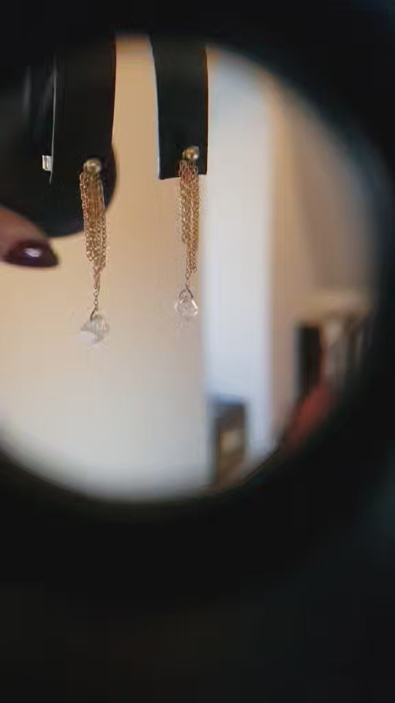 Uncut Diamonds in Gold Chain Earrings – 1.22 ct.