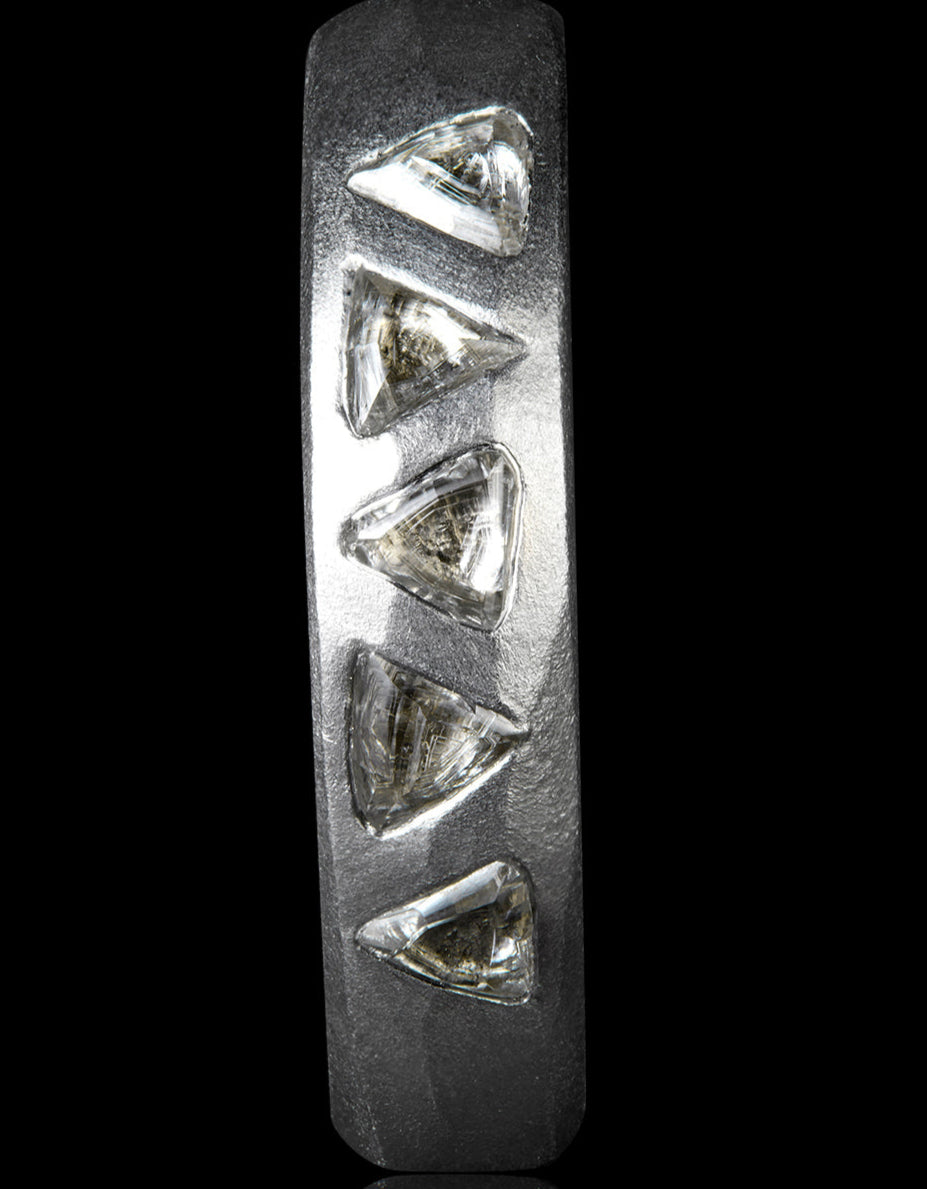 Uncut Diamonds in White Gold Ring – 0.83 ct.