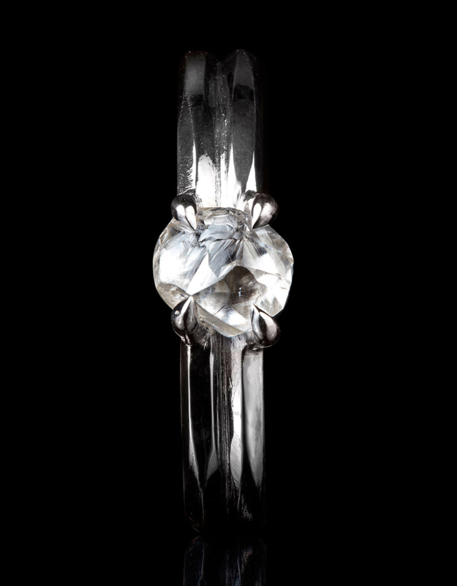 South African Shiny Rock in Double Ring – 0.89 ct.