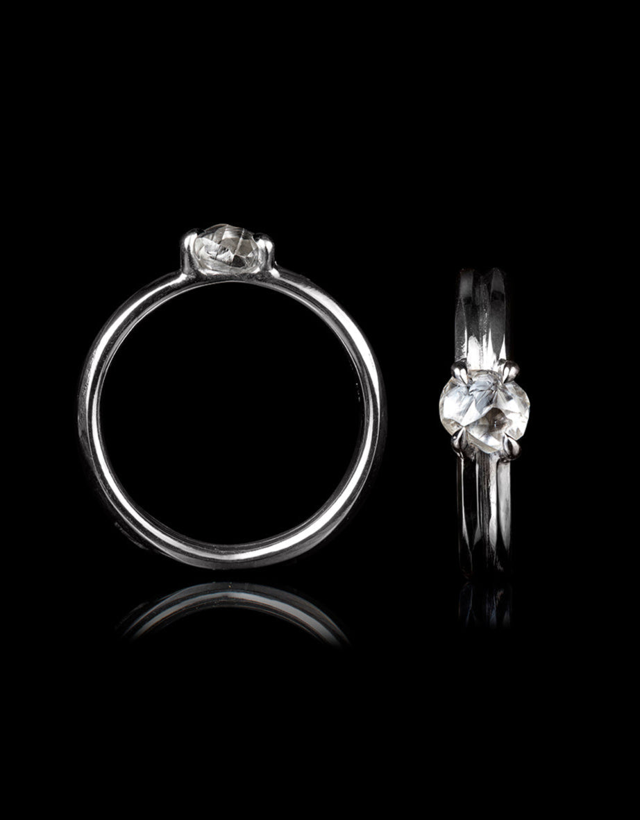 South African Shiny Rock in Double Ring – 0.89 ct.