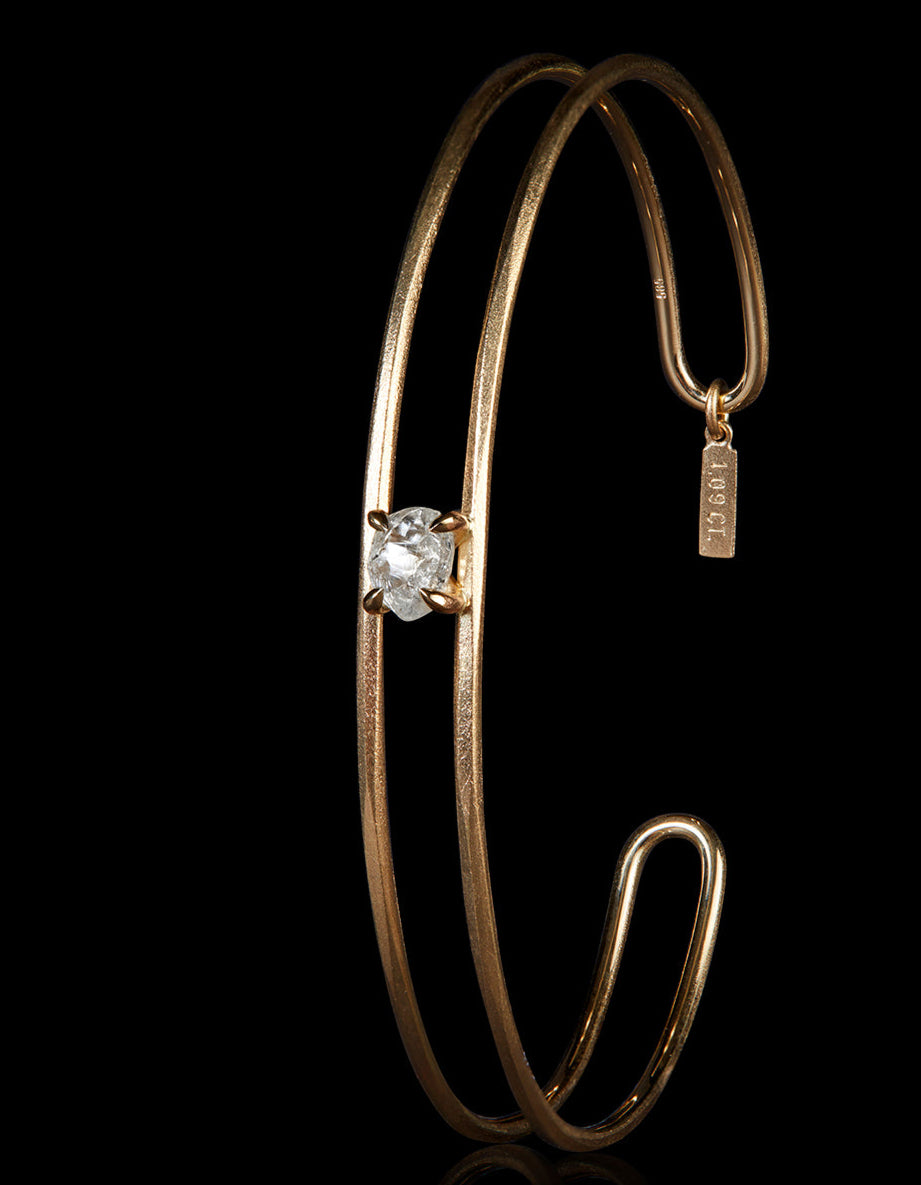 Raw Diamond Gold Bangle Made in Copenhagen – 1.09 ct.