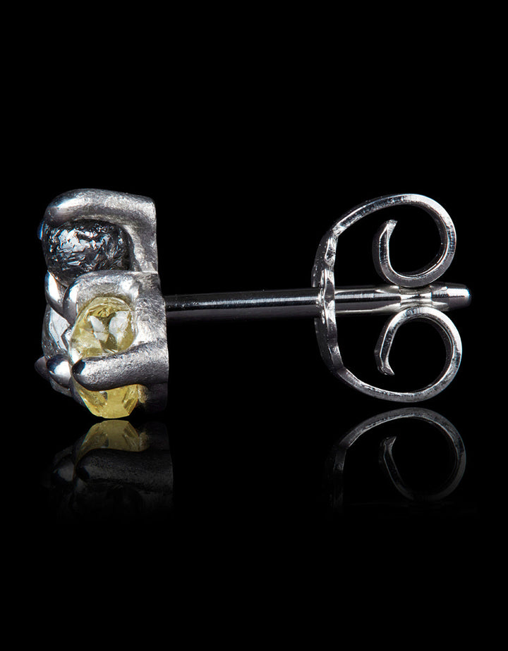 Colormix Of Raw Diamonds In White Gold Earrings – 1.56 ct.