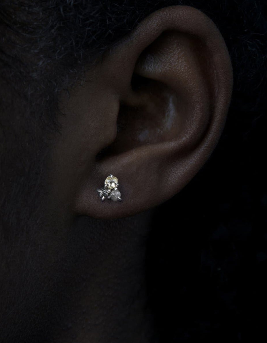 Colormix Of Raw Diamonds In White Gold Earrings – 1.56 ct.