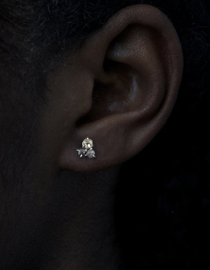 Colormix Of Raw Diamonds In White Gold Earrings – 1.56 ct.