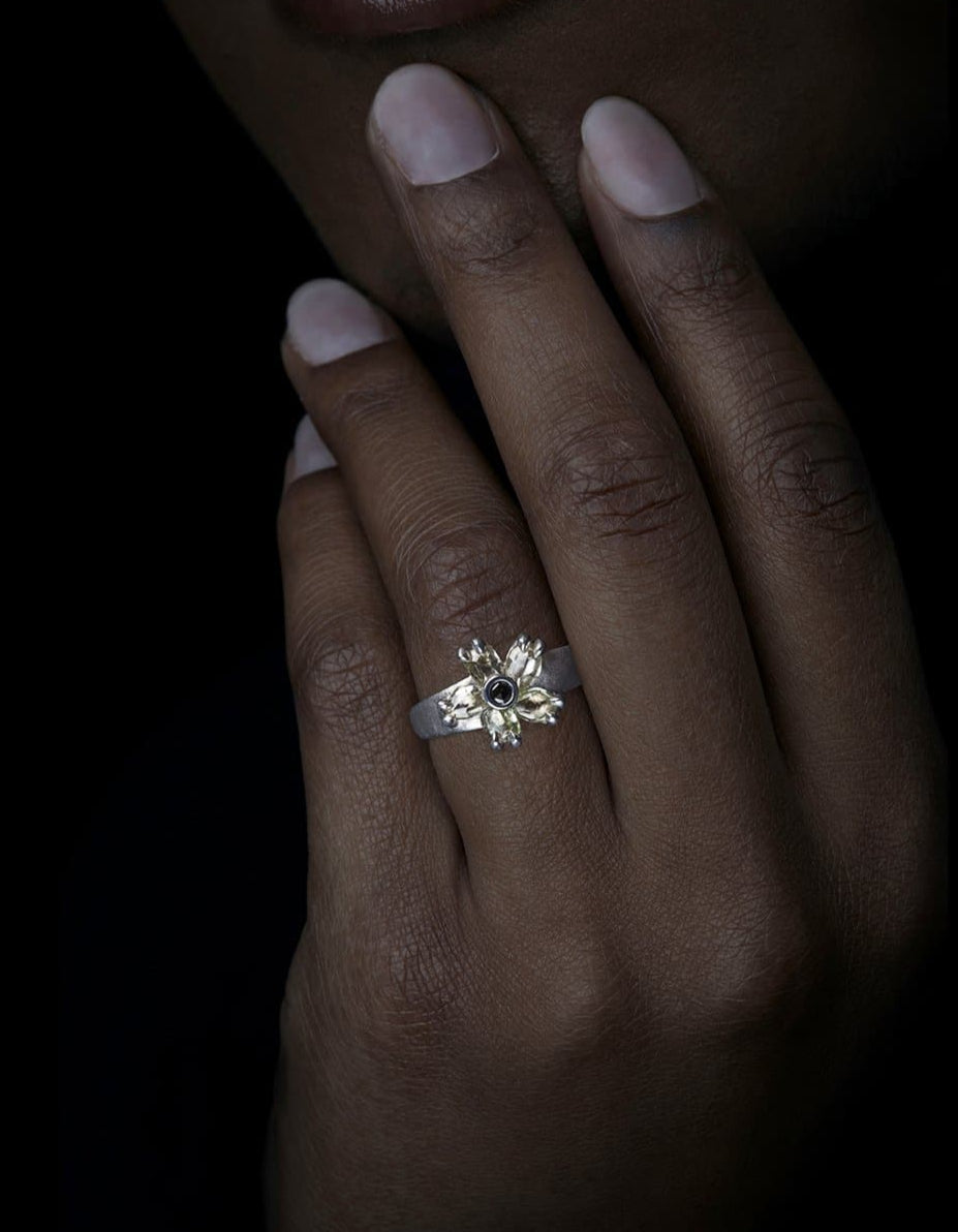 Timeless Flower Power Handcrafted White Gold Ring - 1.83 ct.