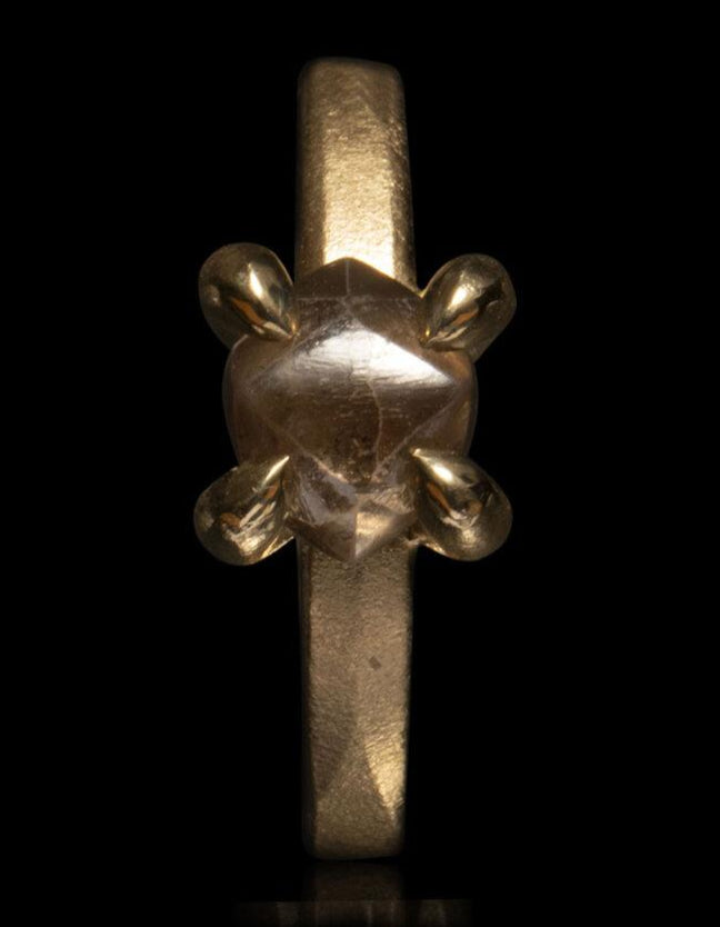 Soft Brown Unpolished Diamond Gold Ring