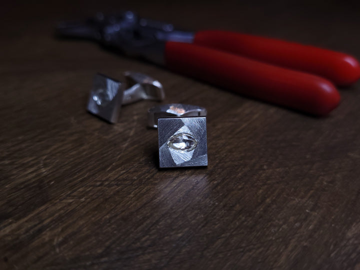 Raw Diamond Silver Cufflinks – 0.98 ct.