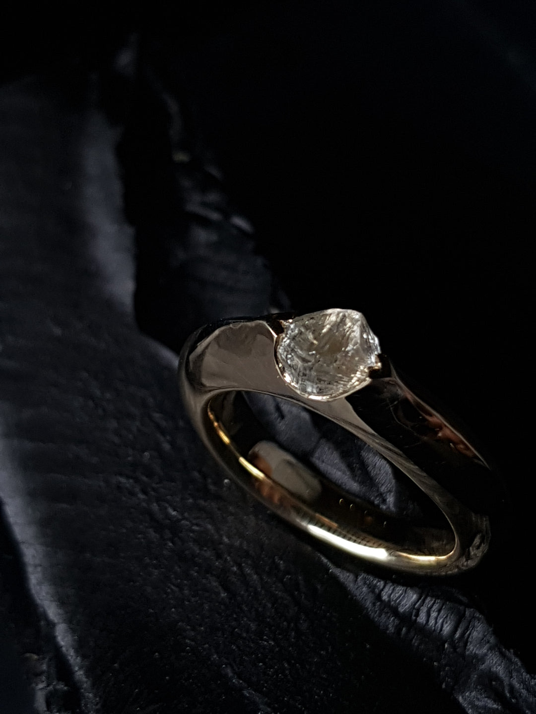 Raw Diamond in Glossy Gold Ring – 1.18 ct.