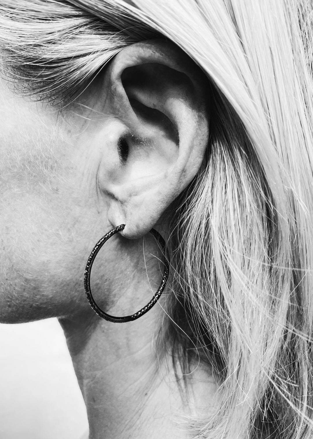 Black Brilliants Creole Black Rhodium Earrings - 1.56 ct.