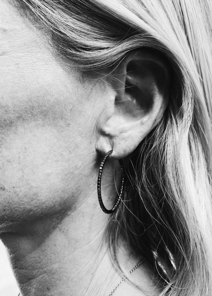 Black Brilliants Creole Black Rhodium Earrings - 1.56 ct.